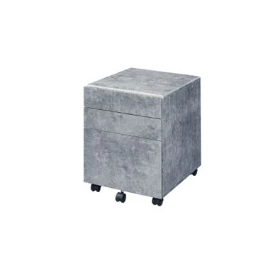 File Cabinet, Faux Concrete & Silver - Silver 4 File Cabinet, Faux Concrete & Silver - Silver - Image 4