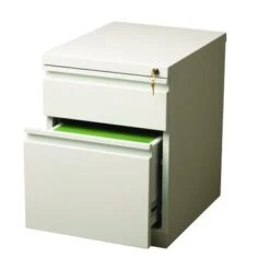 Hirsh 20" D Commercial Mobile Pedestal File Cabinet,1 Box/1 File,White - White