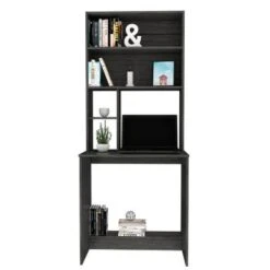 Compu Hutch Desk With 5 Open Shelves - Black -Felloweis Store 43931a51 3197 407a 8f45 5a9e60ef97c7