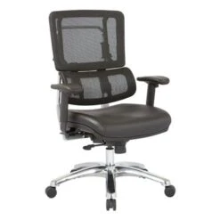 Black Mesh Back With Custom Fabric Seat And Chrome Base - Black Vinyl