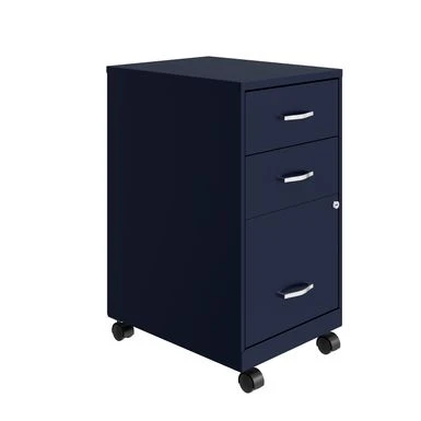 Space Solutions 18" Deep 3 Drawer Mobile Organizer Metal Cabinet, Navy - Blue - Letter 1 Space Solutions 18" Deep 3 Drawer Mobile Organizer Metal Cabinet, Navy - Blue - Letter