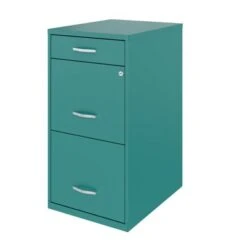 Space Solutions 18" Deep 3 Drawer Metal Organizer File Cabinet, Teal - Green - Letter -Felloweis Store 453af612 31cd 410f 81c5 65456f92fcc9
