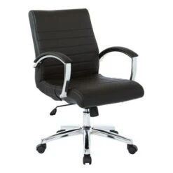 Executive Low Back Faux Leather Chair With Chrome Arms And Base - Single - Black