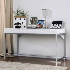 Contemporary White/Chrome Computer Desk