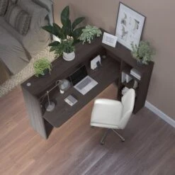 Studio C 72W Privacy Desk With Shelves By Bush Business Furniture - Storm Gray -Felloweis Store 474c65f0 e1b7 4301 b15a 3ee7a088555d