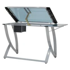 Studio Designs Futura Advanced Silver Metal Drafting Table With Glass Tabletop - Silver -Felloweis Store 4849071d fc89 496b 958b 00ae3a6fa9f6