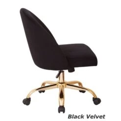 Layton Mid-Back Office Chair With Gold Base - Black Velvet -Felloweis Store 4866f9a8 60e0 4f5e ac15 cb57ce77d26a