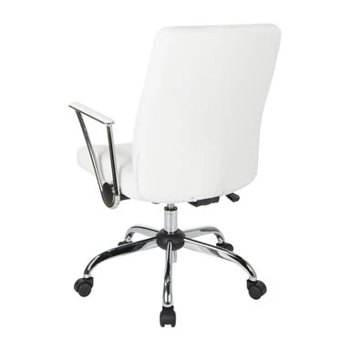 Faux Leather Office Chair With Chrome Base And Built-In Lumbar Support - White 13 Faux Leather Office Chair With Chrome Base And Built-In Lumbar Support - White - Image 13