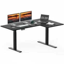 FlexiSpot 63"/ 71" Dual Motor L-Shaped Home Office Height Adjustable Standing Desk - 63" X 40" - Black -Felloweis Store 498536eb 6880 4396 b614 d9ed9b6d077f