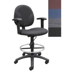Boss Drafting Stool With Adjustable Arms - Black