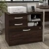 Hybrid Office Storage Cabinet With Drawers By Bush Business Furniture - Black Walnut