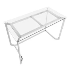 Silver Orchid Tower Master Office Desk - Mirrored Chrome/Clear Glass -Felloweis Store 4bd250da 5660 429b 9f28 7ccfa584bbcc