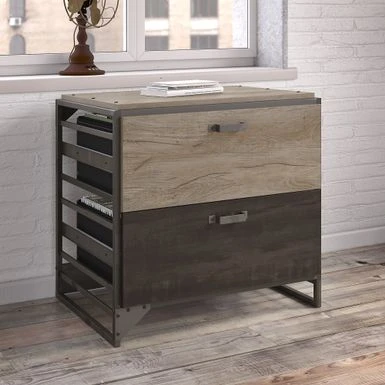Lateral File Cabinet In Rustic Grey - Grey 1 Lateral File Cabinet In Rustic Grey - Grey