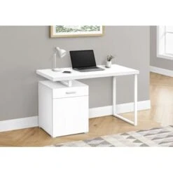 Computer Desk/ Home Office/ Laptop/ Left/ Right Set-up/ Storage Drawers/ 48"L/ Work/ Metal/ Laminate/ White/ Contemporary/ Modern