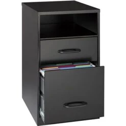 Office Designs Black Steel 2-drawer File Cabinet With Shelf - Letter - Black