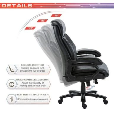 Moda 2181-B High Back Bonded Leather Office Executive Swivel Chair - Black 3 Moda 2181-B High Back Bonded Leather Office Executive Swivel Chair - Black - Image 3