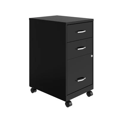 Space Solutions 18"Deep 3 Drawer Mobile Organizer Metal Cabinet, Black - Black - Letter 1 Space Solutions 18"Deep 3 Drawer Mobile Organizer Metal Cabinet, Black - Black - Letter