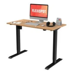 FLEXISPOT 48"x24" Home Office Electric Height Adjustable Standing Desk Sit Stand Desk Natural Bamboo Desk Top - Black