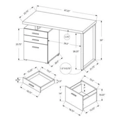 Computer Desk/ Home Office/ Laptop/ Left/ Right Set-up/ Storage Drawers/ 48"L/ Work/ Metal/ Laminate/ Brown/ Grey/ Contemporary/ Modern -Felloweis Store 4d9408e4 1be7 4631 83f3 921e7dc73a78