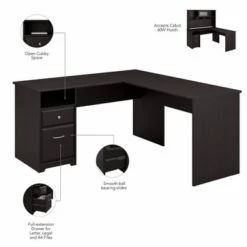 Cabot 60W L Shaped Computer Desk With Hutch By Bush Furniture - Ash Gray -Felloweis Store 4dd22e9d 4e30 42f2 88ae c9c45411bfef