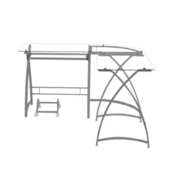 Computer Desk- L Shape With Keyboard Tray - Silver -Felloweis Store 4de234ed e772 4e89 904c 76af4a65847f