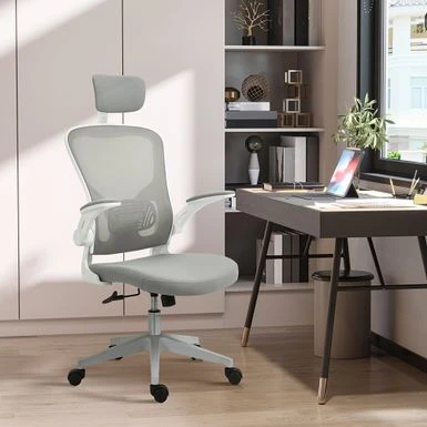 HOMCOM Vinsetto High Back Mesh Chair, Home Office Task Computer Chair With Adjustable Height, Lumbar Back Support, Headrest, And Arms - Black 2 HOMCOM Vinsetto High Back Mesh Chair, Home Office Task Computer Chair With Adjustable Height, Lumbar Back Support, Headrest, And Arms - Black - Image 2