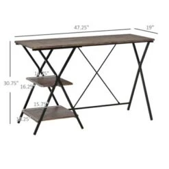 HOMCOM Computer Desk With Shelves, Wood Grain Writing Desk With 2-Tier Storage Shelves Home Office Desk - Brown -Felloweis Store 4ec57a20 be2b 43bf bc8d 0ed1da1d34f5