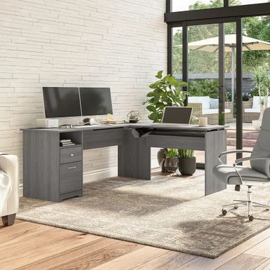72W 3-position L-shaped Sit To Stand Desk By Bush Furniture - Modern Gray 13 72W 3-position L-shaped Sit To Stand Desk By Bush Furniture - Modern Gray - Image 13