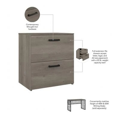 City Park 2 Drawer Lateral File Cabinet By Kathy Ireland Home - Dark Gray Hickory 8 City Park 2 Drawer Lateral File Cabinet By Kathy Ireland Home - Dark Gray Hickory - Image 8