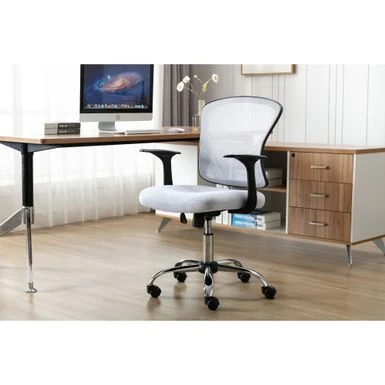 Porthos Home Cyrus Swivel Office Chair, Mesh Back, Adjustable Height - White 2 Porthos Home Cyrus Swivel Office Chair, Mesh Back, Adjustable Height - White - Image 2