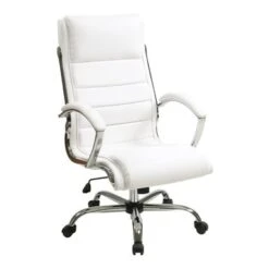 Executive Office Chair With Padded Arms In Faux Leather - Black -Felloweis Store 523558cf 5aa3 4bab ae4f 0c6a0c6ef06d