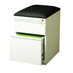 Hirsh 20" D Mobile Pedestal Box File Cabinet With Seat Cushion,White - White