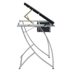 Studio Designs Futura Advanced Silver Metal Drafting Table With Glass Tabletop - Silver -Felloweis Store 52cff5b1 b91e 4e6f 9645 309c8a4d0ab0