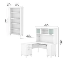 Somerset 60W L Shaped Desk With Hutch And 5 Shelf Bookcase In Ash Gray - Platinum Gray 33 Somerset 60W L Shaped Desk With Hutch And 5 Shelf Bookcase In Ash Gray - Platinum Gray -Felloweis Store 5370a6f6 54b8 422c 92e1 dd30afb65aeb