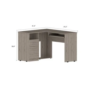 FM Furniture Raleigh L-Shaped Desk With Two Drawers, One Shelf And CPU Storage - Brown 15 FM Furniture Raleigh L-Shaped Desk With Two Drawers, One Shelf And CPU Storage - Brown - Image 15
