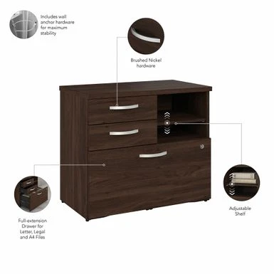 Hybrid Office Storage Cabinet With Drawers By Bush Business Furniture - Black Walnut 17 Hybrid Office Storage Cabinet With Drawers By Bush Business Furniture - Black Walnut - Image 17