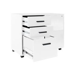 Parker Rolling Office Cabinet With Drawers, Lateral Desk Cabinet Organizers, Racks & Shelves, Office Drawer Unit - White -Felloweis Store 5487a558 9efd 4744 b14d 0b720e3a9ba1