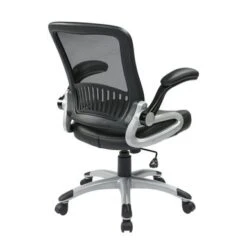Screen Back Black Bonded Leather Seat Office Chair - Black -Felloweis Store 54ce9443 7376 4b4b bedd ebca1adc7bd1