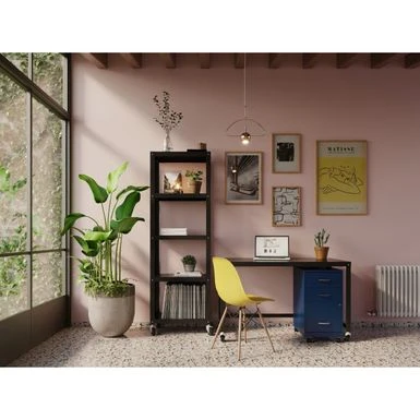 Space Solutions 18" Deep 3 Drawer Mobile Organizer Metal Cabinet, Navy - Blue - Letter 2 Space Solutions 18" Deep 3 Drawer Mobile Organizer Metal Cabinet, Navy - Blue - Letter - Image 2