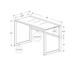 Computer Desk/ Home Office/ Laptop/ 48"L/ Work/ Metal/ Tempered Glass/ Grey/ Contemporary/ Modern -Felloweis Store 555edda5 e15c 480a be68 26916fdc9d3a