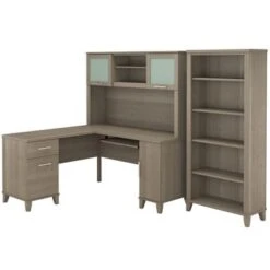 Somerset 60W L Shaped Desk With Hutch And 5 Shelf Bookcase In Ash Gray - Platinum Gray 22 Somerset 60W L Shaped Desk With Hutch And 5 Shelf Bookcase In Ash Gray - Platinum Gray -Felloweis Store 55ee603a c01e 40f7 8cb5 e6398634d531