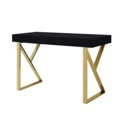 Silver Orchid Serra High Gloss Modern Desk - Black-Gold -Felloweis Store 575f3434 cc90 414a b73e 03212dc11f8b
