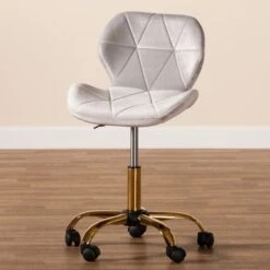 Baxton Studio Savara Contemporary Glam And Luxe Velvet Fabric And Gold Metal Swivel Office Chair - Grey, Gold -Felloweis Store 57e654b0 88e0 48cc 9b9f 0d2ab1b3840c