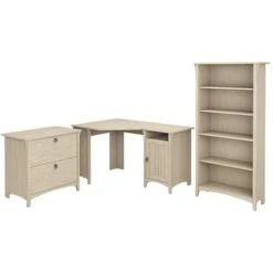 Salinas 55W Corner Desk With Lateral File Cabinet And 5 Shelf Bookcase - Grey -Felloweis Store 587d744d f440 432d 8bc2 a90a72c258f7