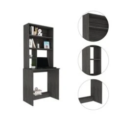 Compu Hutch Desk With 5 Open Shelves - Black -Felloweis Store 58e60f18 514f 41d0 b55a 34c717a7eed8