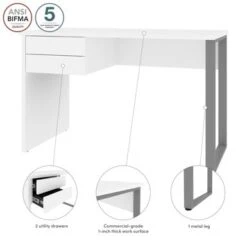 Bestar Solay 48W Small Table Desk With U-Shaped Metal Leg - Platinum Gray -Felloweis Store 59a69b09 2693 4a5f a1ae 613ca3b60cf2