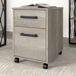 City Park 2 Drawer Mobile File Cabinet By Kathy Ireland Home - Driftwood Gray
