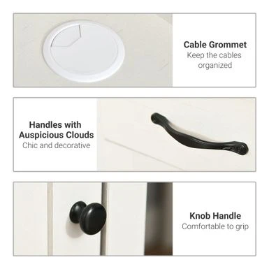 HOMCOM Computer Desk With Cable Management Home Office Workstation With Storage Shelves Drawers Cabinets - Coffee 6 HOMCOM Computer Desk With Cable Management Home Office Workstation With Storage Shelves Drawers Cabinets - Coffee - Image 6