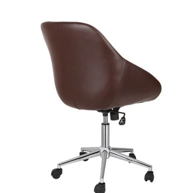 Porthos Home Hayes Swivel Office Chair, Chrome Base, PU Leather - Brown 11 Porthos Home Hayes Swivel Office Chair, Chrome Base, PU Leather - Brown - Image 11