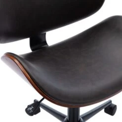 Bent Wood Adjustable Office Chair , Mix Color PU Leather Upholstery And Black Foot - Black -Felloweis Store 5af984f2 ed1f 4262 9d44 d24a3d528c9c